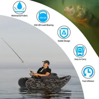 Goplus Inflatable Fishing Float Tube W/adjustable Straps & Storage Pockets & Fish Ruler