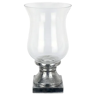 20"x11" Oversized Ceramic Vase Candle Holder With Glass