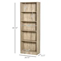 5-tier Bookcase With Adjustable Shelves