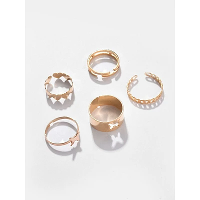 Set Of 5 Gold-plated Finger Ring