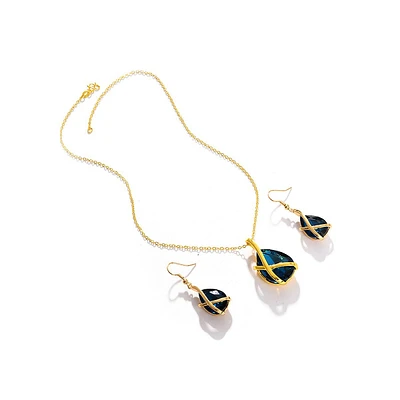 Gold Plated Designer Stone Necklace And Earring Set