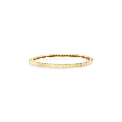Ribbed Oval Hinge Bangle In 10kt Yellow Gold