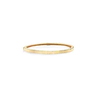 Ribbed Oval Hinge Bangle In 10kt Yellow Gold