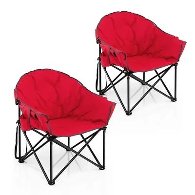 2 Pcs Oversized Folding Padded Camping Moon Saucer Chair Bag Outdoor Fishing Rednavy Browngrey