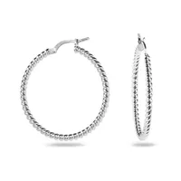 Silver Plated 30mm Round Bead Hoop