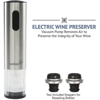Wine Gift Set, Includes Stainless Steel Electric Wine Bottle Opener, Wine Aerator, Electric Vacuum Wine Preserver, 2 Bottle Stoppers, Foil Cutter