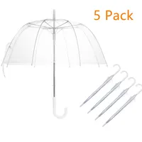 5 Pack 33'' Clear Bubble Umbrellas, Windproof Transparent Rain Umbrella, Wedding Decoration Umbrella