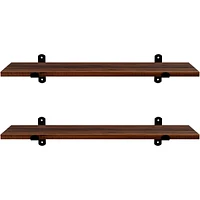 Set Of 2 Floating Wall Shelves With Vintage Wood Effect