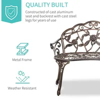 40" Cast Aluminum Antique Rose Style Bench