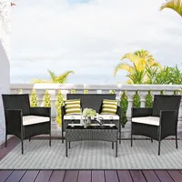 4-piece Outdoor Patio Furniture Set Wicker Set Conversation Set For Balcony Backyard Garden Poolside