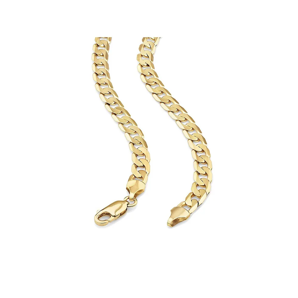 55cm (22) 4.5mm-5mm Width Solid Curb Chain in 10kt Yellow Gold