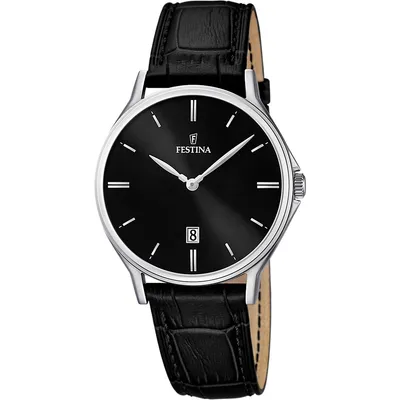Classic Leather Leather Watch In Black