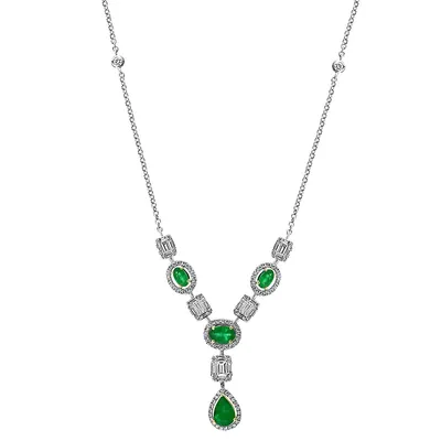 Emerald Diamond Drop Pendant