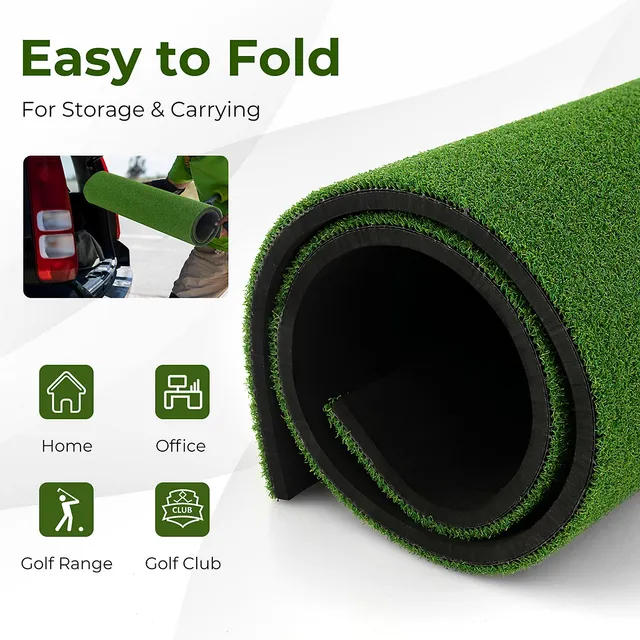 Costway 5' X 3' Standard Realistic Feel Golf Practice Mat Putting Mat  Synthetic Turf W/3 Tees : Target