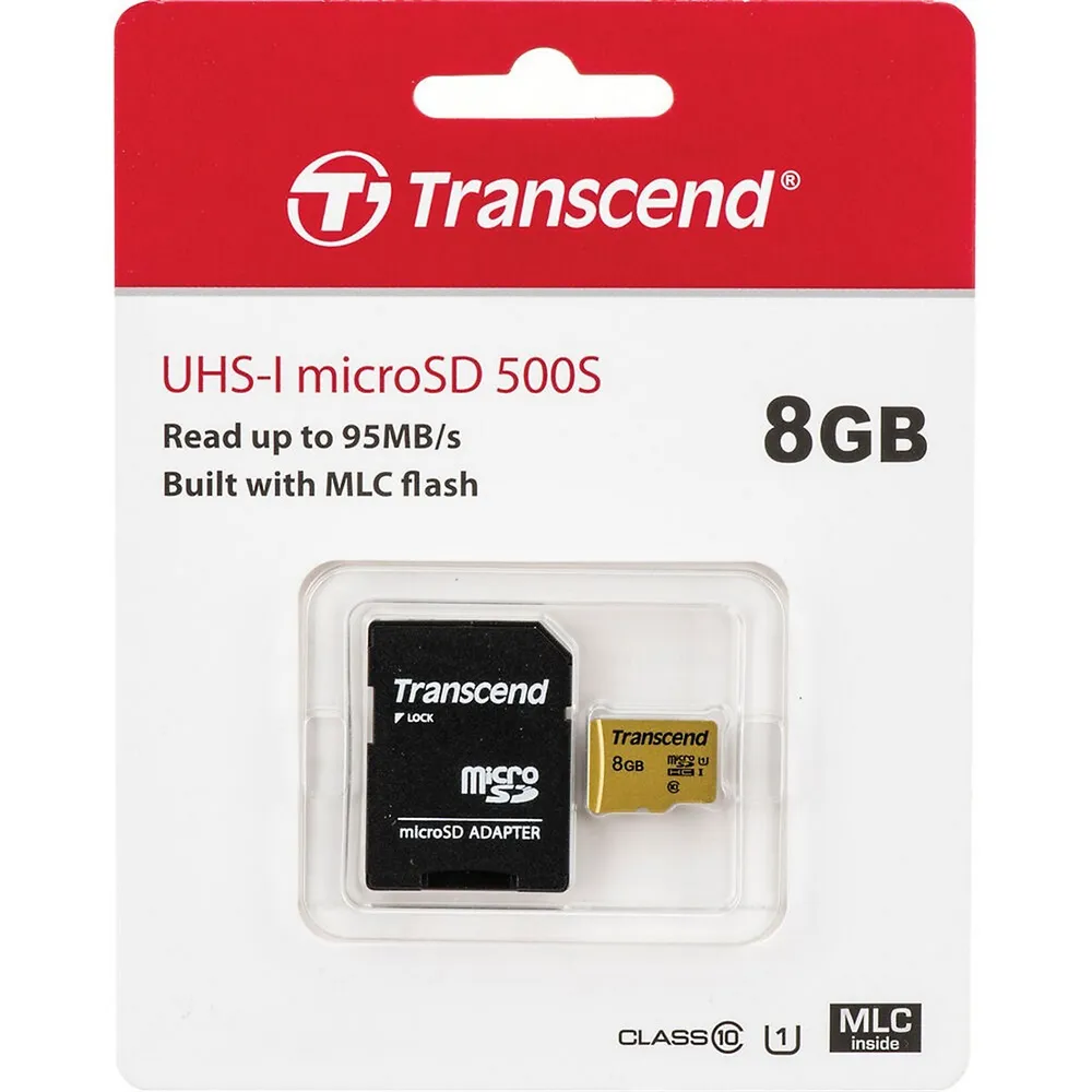 8gb Uhs-1 Class 10 Micro Sd 500s Read Up To 95mb/s Built With Mlc Flash  Memory Card + Sd Adapter