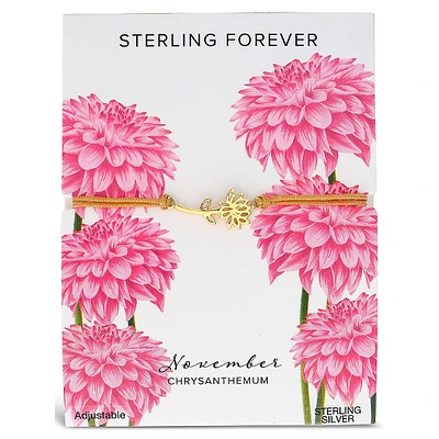 Sterling Silver Birth Flower Bolo Bracelet-november