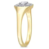 1/4 Ct Oval And Round-cut Diamond Ring 14k Yellow Gold