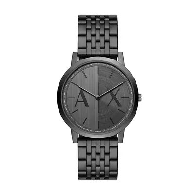 Men's Two-hand, Black Stainless Steel Watch