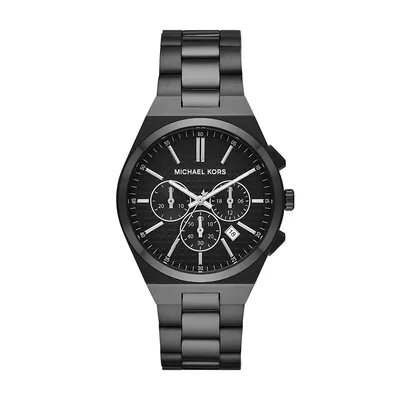 Men's Lennox Chronograph, Black Stainless Steel Watch