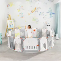 14-panel Foldable Baby Playpen, Kids Safety Activity Center Playard W/locking Gate-LIVINGbasics®