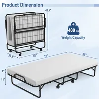 Heavy Duty Foldable Bed Metal Guest Bed Daybed W/ 4 Inch Mattress Memory Foam