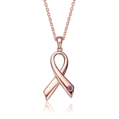 18k Rose Gold Plated Ribbon Pendant Necklace