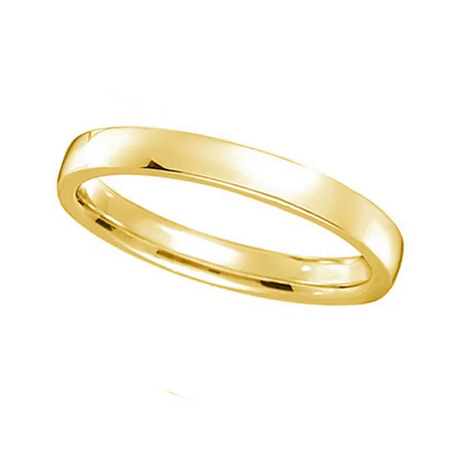 Allurez 18k Yellow Gold Wedding Ring Low Dome Comfort Fit (2mm