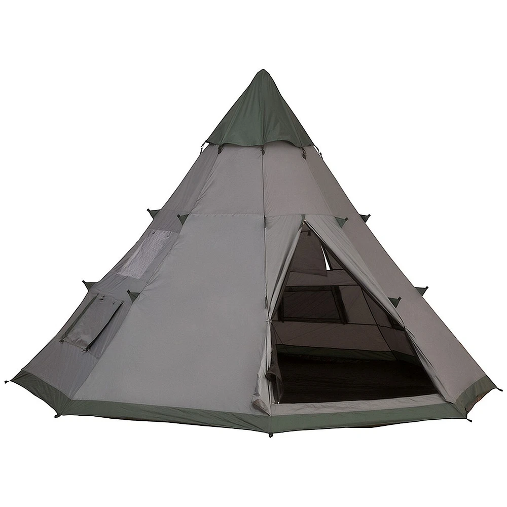 6 Men Teepee Tent, Camping Family Tent With Bag, Grey
