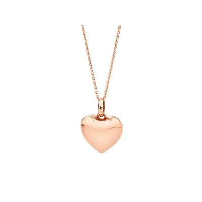 Puff Heart Pendant In 10kt Rose Gold