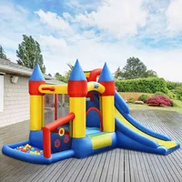 Inflatable Bounce House Slide Bouncer Kids Castle Jumper W/ Balls & 780w Blower