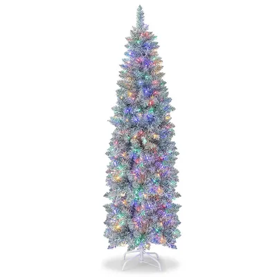 Pre-lit Christmas Tree Hinged Pencil Decoration With Multi-color Led Lights