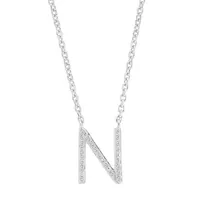 Silver Diamond N Pendant Necklace