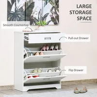 Shoe Storage Cabinet With 3 Drawers For 16 Pairs Of Shoes