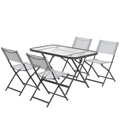 Patio Dining Table With Folding Design, Dining Set, Grey