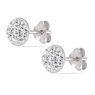 Sterling Silver 6mm Domed Clear Crystal Stud Earring