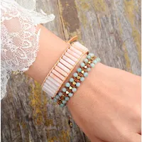 Peach Jasper Bar Stone Bracelet