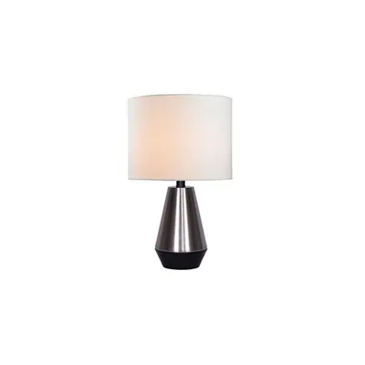 18"h Matte Black And Brushed Steel Table Lamp