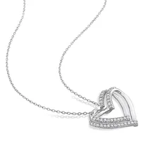 1/5 Ct Tw Diamond Heart Pendant With Chain In Sterling Silver