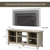 2-tier 58'' Tv Stand Entertainment Media Console Center Up To 65''