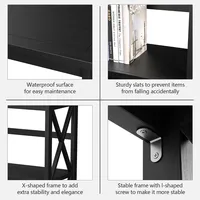 3-tier Bookshelf Wooden Open Storage Bookcase For Home Office Whiteblackcoffeenatural