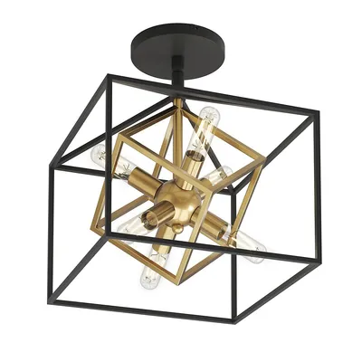 Imperium Modern Mid-century Flush Mount Ceiling Light Fixture, Black And Gold