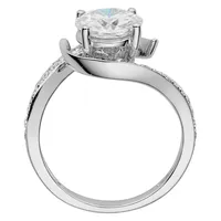 Moissanite 7.5mm Round Bypass Engagement Ring, 1.74cttw Dew