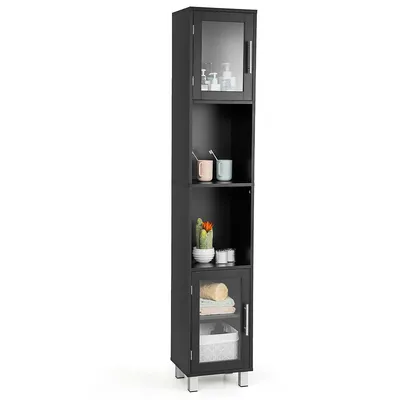71" Tall Tower Bathroom Storage Cabinet Organizer Display Shelves Bedroom Greybrownblack