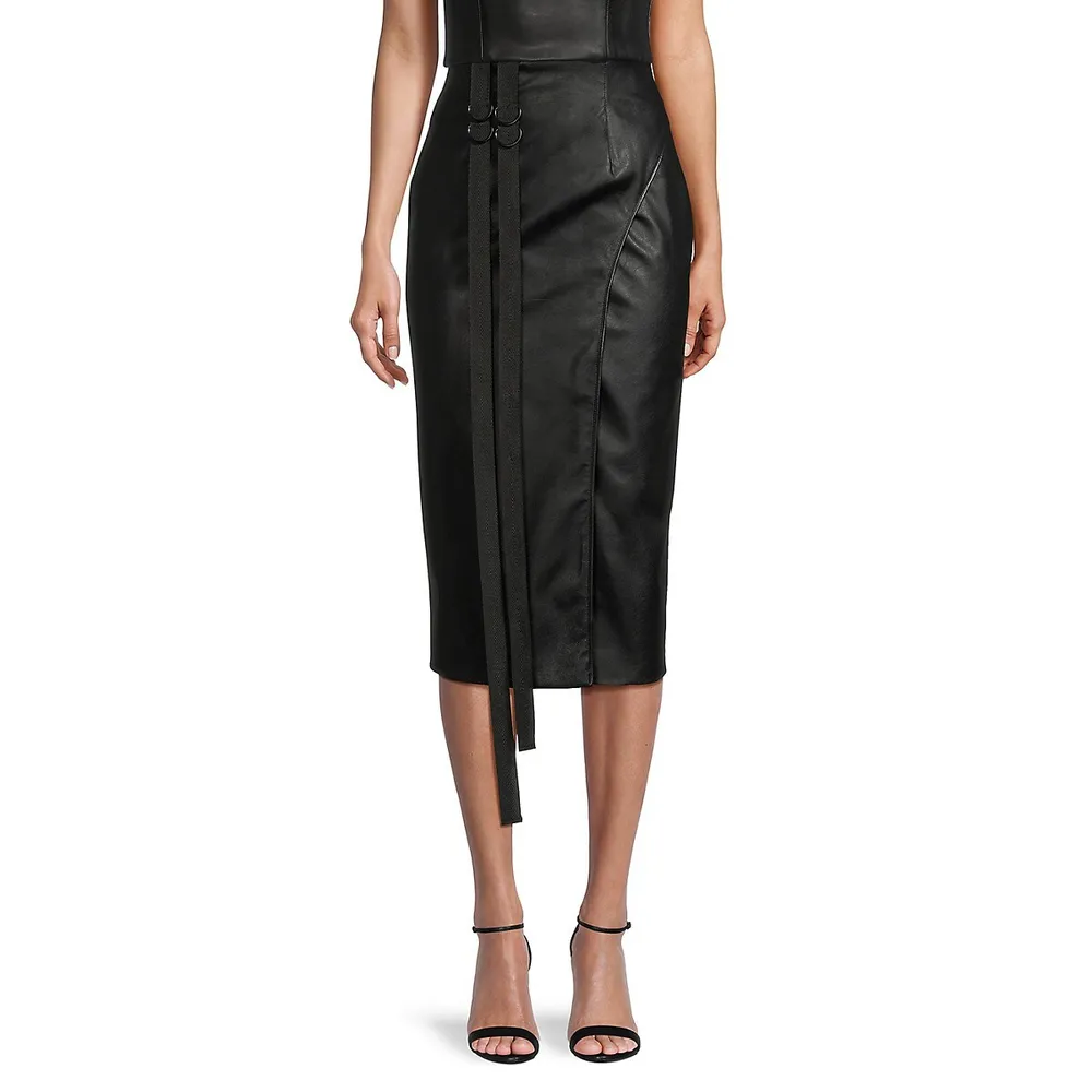 Shop Faux Patent Leather Midi Skirt