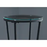 Accent Table Hammered Metal With Tempered Glass