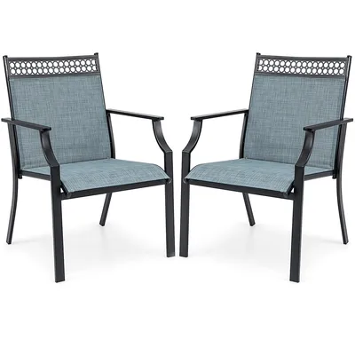 Patio Chairs Set Of 2 With All Weather Breathable Fabric High Backrest