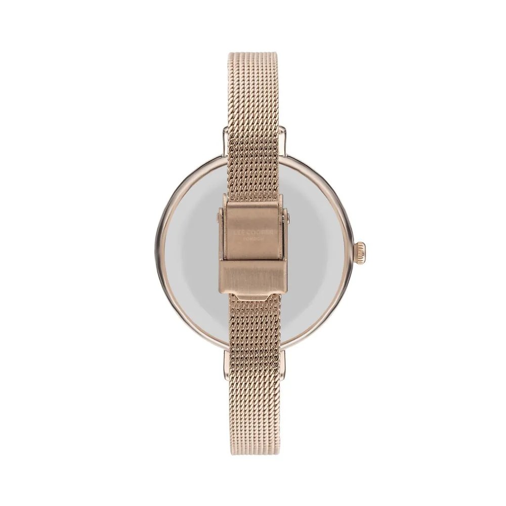 Ladies Lc07363.410 3 Hand Rose Gold Watch With A Rose Gold Mesh Band And A Rose Gold Dial