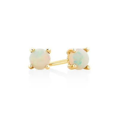 Stud Earrings With Opal In 10kt Gold