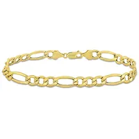Men's Figaro Chain Bracelet In 10k Yellow Gold -9 Inch