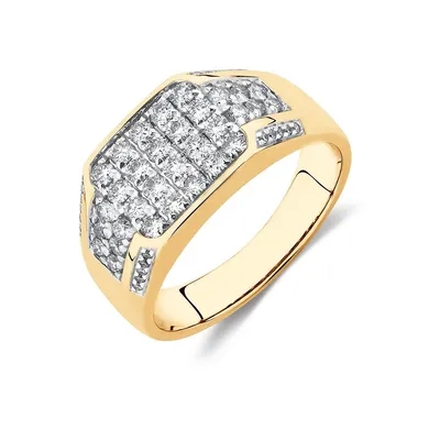Men's Ring With 1 Carat Tw Of Diamonds In 10kt White & Yellow Gold
